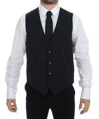 Thumbnail for Blue Cotton Stretch Dress Vest Blazer