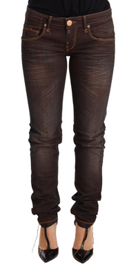 Thumbnail for Chic Low Waist Skinny Brown Jeans