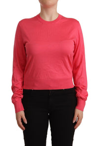 Thumbnail for Elegant Pink Silk Crewneck Sweater