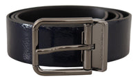 Thumbnail for Elegant Blue Leather Belt with Silver Buckle