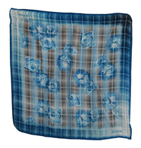 Thumbnail for Blue Stripe Floral Printed Bandana Cotton Square Scarf