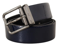 Thumbnail for Elegant Blue Leather Belt with Silver Buckle