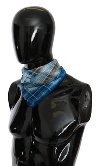 Thumbnail for Blue Stripe Floral Printed Bandana Cotton Square Scarf