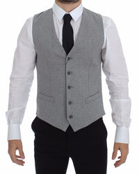 Thumbnail for Gray Cotton Stretch Dress Vest Blazer