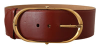 Thumbnail for Elegant Maroon Leather Belt with Gold Accents