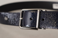 Thumbnail for Elegant Blue Leather Belt with Silver Buckle