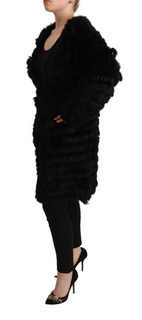 Thumbnail for Black Rabbit Fur Cardigan Long Sleeves Jacket