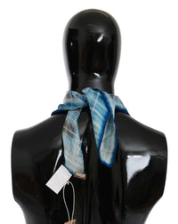 Thumbnail for Blue Stripe Floral Printed Bandana Cotton Square Scarf