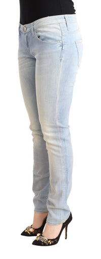 Thumbnail for Chic Low Waist Skinny Light Blue Denim