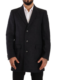 Thumbnail for Elegant Dark Grey Woolen Overcoat