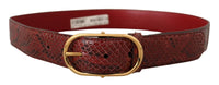 Thumbnail for Elegant Red Snakeskin Leather Belt