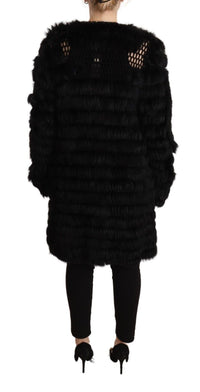 Thumbnail for Black Rabbit Fur Cardigan Long Sleeves Jacket