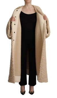 Thumbnail for Elegant Beige Cashmere Overcoat Jacket