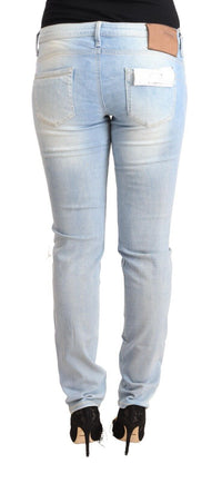 Thumbnail for Chic Low Waist Skinny Light Blue Denim