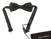 Thumbnail for Elegant Silk Black Bow Tie with Metal Clasp Detail