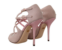 Thumbnail for Pink Glitter Peep Toe High Heels Sandals