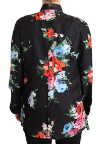 Thumbnail for Elegant Floral Silk-Cotton Polo Blouse