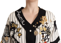 Thumbnail for Elegant Striped V-Neck Blouse with Charms