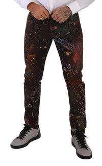 Thumbnail for Multicolor Painted Skinny Denim Jeans