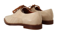 Thumbnail for Elegant Beige Eel Leather Formal Flats