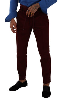 Thumbnail for Elegant Bordeaux Velvet Dress Trousers