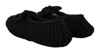 Thumbnail for Elegant Black Wool Knit Ballet Flats