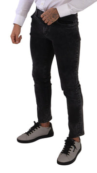 Thumbnail for Sleek Slim-Fit Designer Jeans in Black Gray