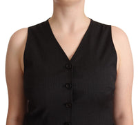 Thumbnail for Elegant Black Wool Blend Waistcoat Vest Top