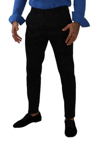 Thumbnail for Elegant Slim Fit Dress Pants in Black Brocade