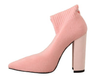 Thumbnail for Chic Pink Suede Ankle Boots with Logo Socks