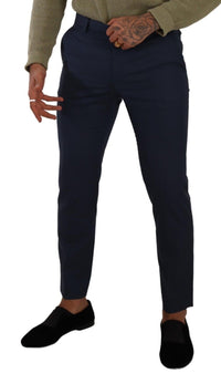 Thumbnail for Elegant Dark Blue Slim-Fit Dress Pants