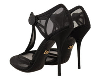 Thumbnail for Elegant Mesh T-Strap Stiletto Pumps