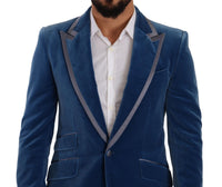 Thumbnail for Elegant Velvet Blue Slim Fit Suit