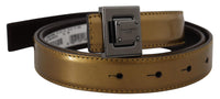 Thumbnail for Gold Square Buckle Leather Belt