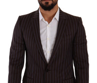 Thumbnail for Elegant Maroon Striped Slim Fit Suit