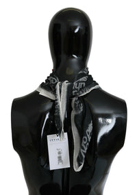 Thumbnail for Dark Gray Wool Foulard Branded Scarf