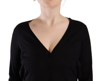 Thumbnail for Elegant Black V-Neck Wool Pullover