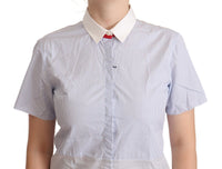 Thumbnail for Chic Light Blue Polished Cotton Polo Top