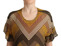 Thumbnail for Chic Multicolor Striped Short Sleeve Blouse