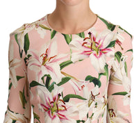 Thumbnail for Pastel Pink Lily Print Fitted Blouse