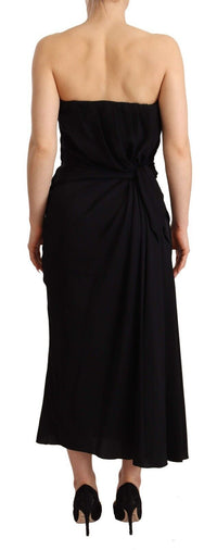 Thumbnail for Elegant Strapless Silk Midi Dress