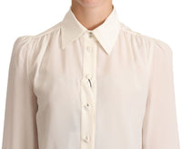Thumbnail for Elegant Silk Top in Off White