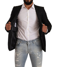 Thumbnail for Elegant Floral Martini Black Blazer