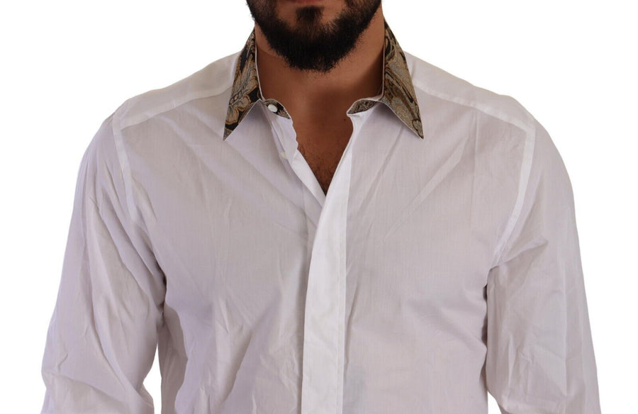 Elegant Gold Cotton Dress Shirt