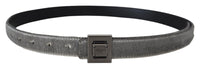 Thumbnail for Elegant Silver Leather Designer Belt