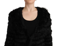 Thumbnail for Black Rabbit Fur Cardigan Long Sleeves Jacket