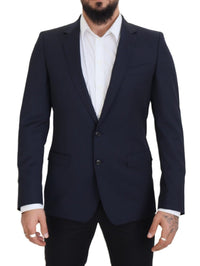 Thumbnail for Elegant Dark Blue Slim Fit Wool Blazer