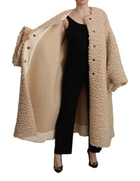 Thumbnail for Elegant Beige Cashmere Overcoat Jacket