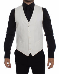 Thumbnail for White Cotton Silk Blend Dress Vest Blazer