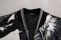 Thumbnail for Elegant Banana Leaf Print Silk Bomber Jacket
